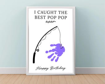 Regalo sorpresa con huella de mano de pescador – Recuerdo de cumpleaños DIY (Descarga digital)