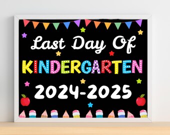 Letrero de último día de jardín de infantes: recuerdo fotográfico (descarga digital, archivos PDF y JPG)