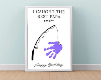 Manualidad con huella de mano para el Día del Padre: Regalo para papá DIY, con temática de pesca (Descarga digital)