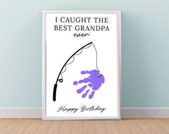 Arte con huellas de manos de pesca – Regalo de cumpleaños para el abuelo (Descarga digital)