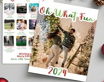 Year in Review Christmas Card Template: Family Photo, Colorful Design (Digital)