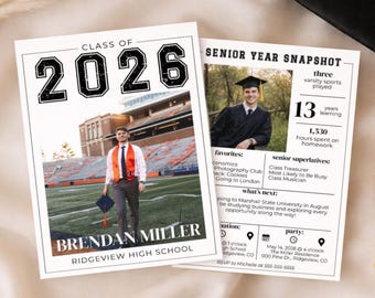 Modello modificabile per annuncio di laurea/infografica per l'ultimo anno (Canva, verticale 5x7, download digitale)