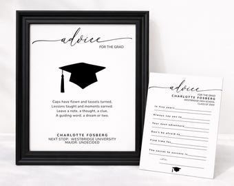 Pacchetto di biglietti e cartelli per la cerimonia di laurea: decorazioni per feste modificabili (download digitale, modello Canva)