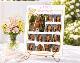 K-12 Photo Collage Poster Template, School Picture Sign, Freshly Graduated Party Decor, Senior Keepsake Printable, Instant Download