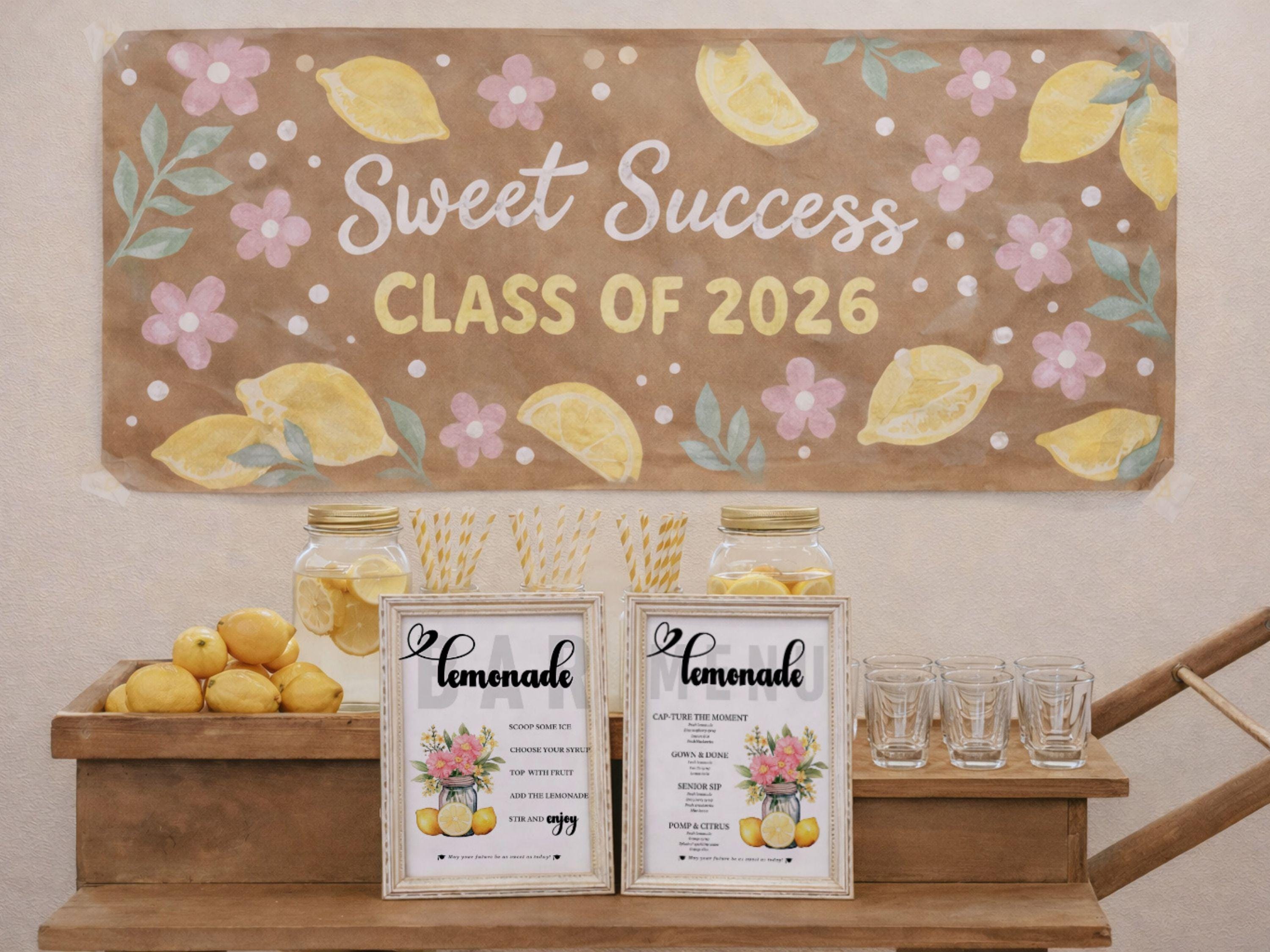 Graduation Lemonade Bar Sign Bundle, Editable Drink Station Menu ...