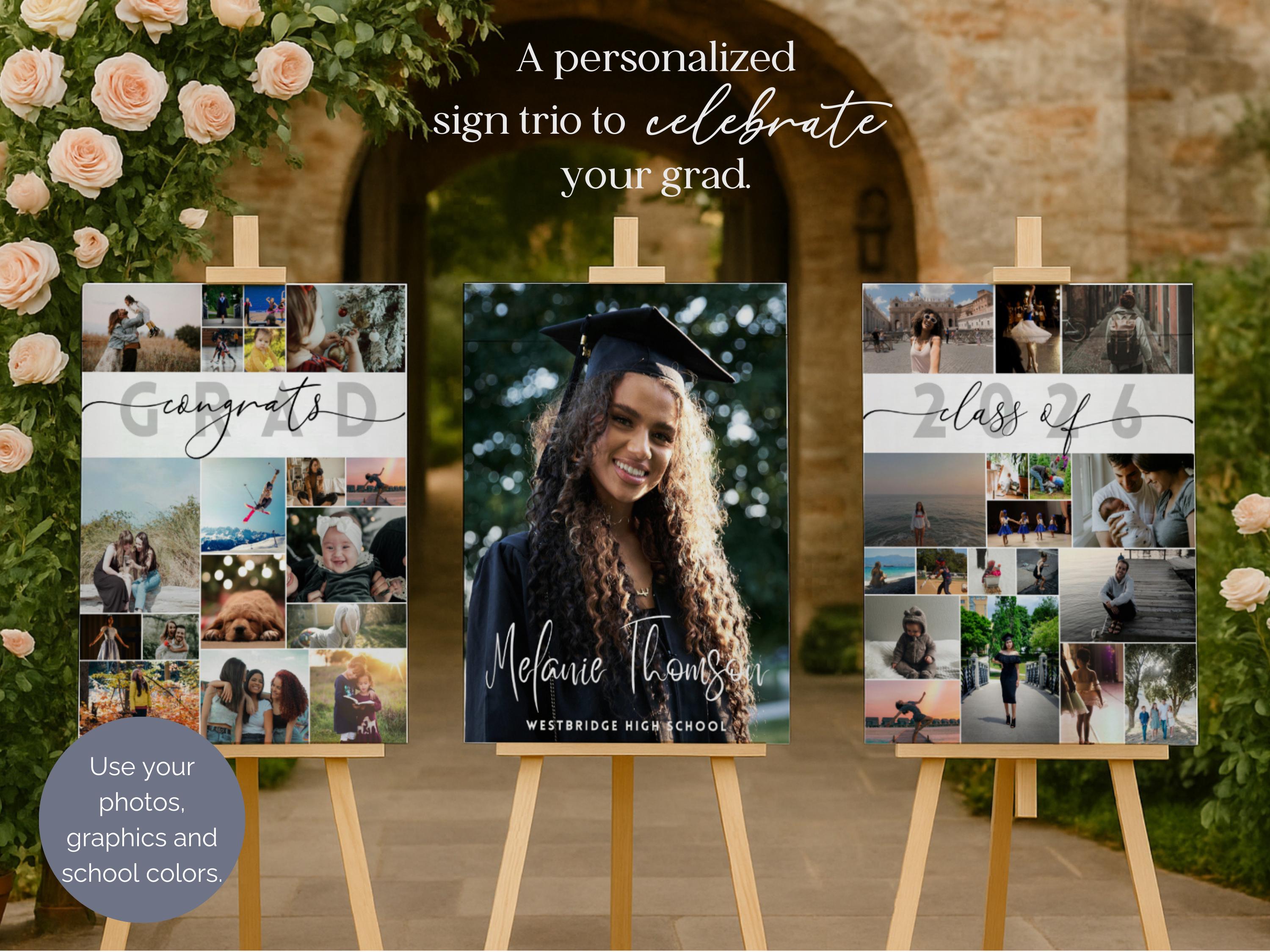 Grad Picture Collage Graduation Photo Collage Welcome Sign Template, Editable Grad Decor ...