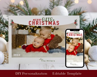 Baby's First Christmas Card Template: Editable Photo E-Card (Digital Download)