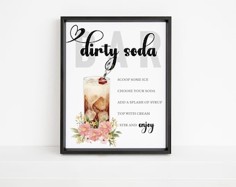 Insegna per bar di soda sporca, decorazione floreale per stazione di bevande (8,5x11, 11x14)