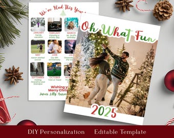 2025 Year in Review Christmas Card Template: DIY Family Photo (Canva Editable, 5x7 Printable)