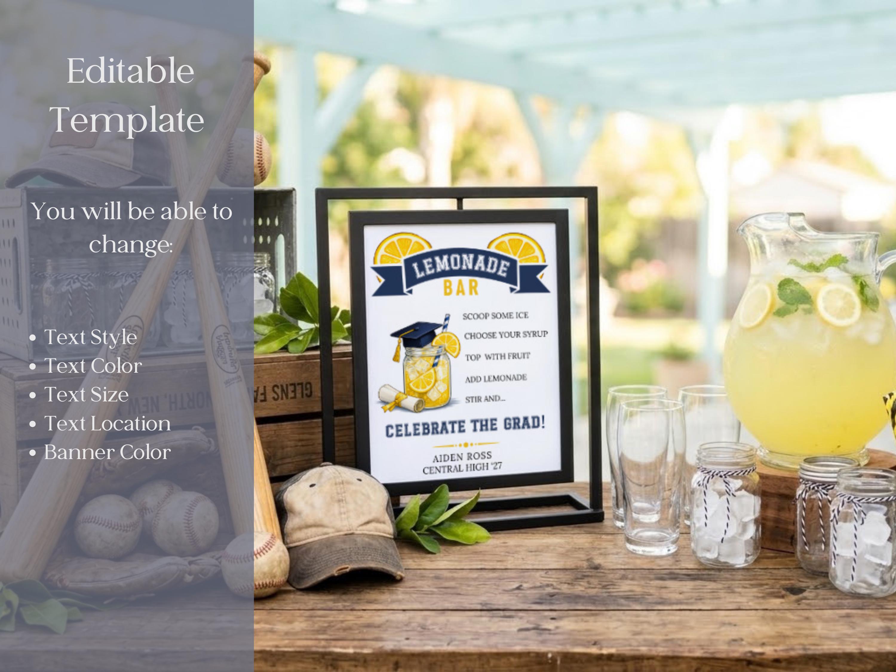 Editable Graduation Lemonade Bar Sign Template (digital Download) - Etsy