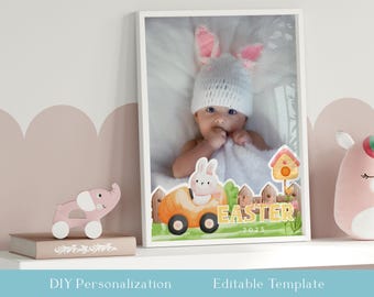 Sovrapposizione fotografica per la prima Pasqua del bambino: cornice personalizzata (download digitale)