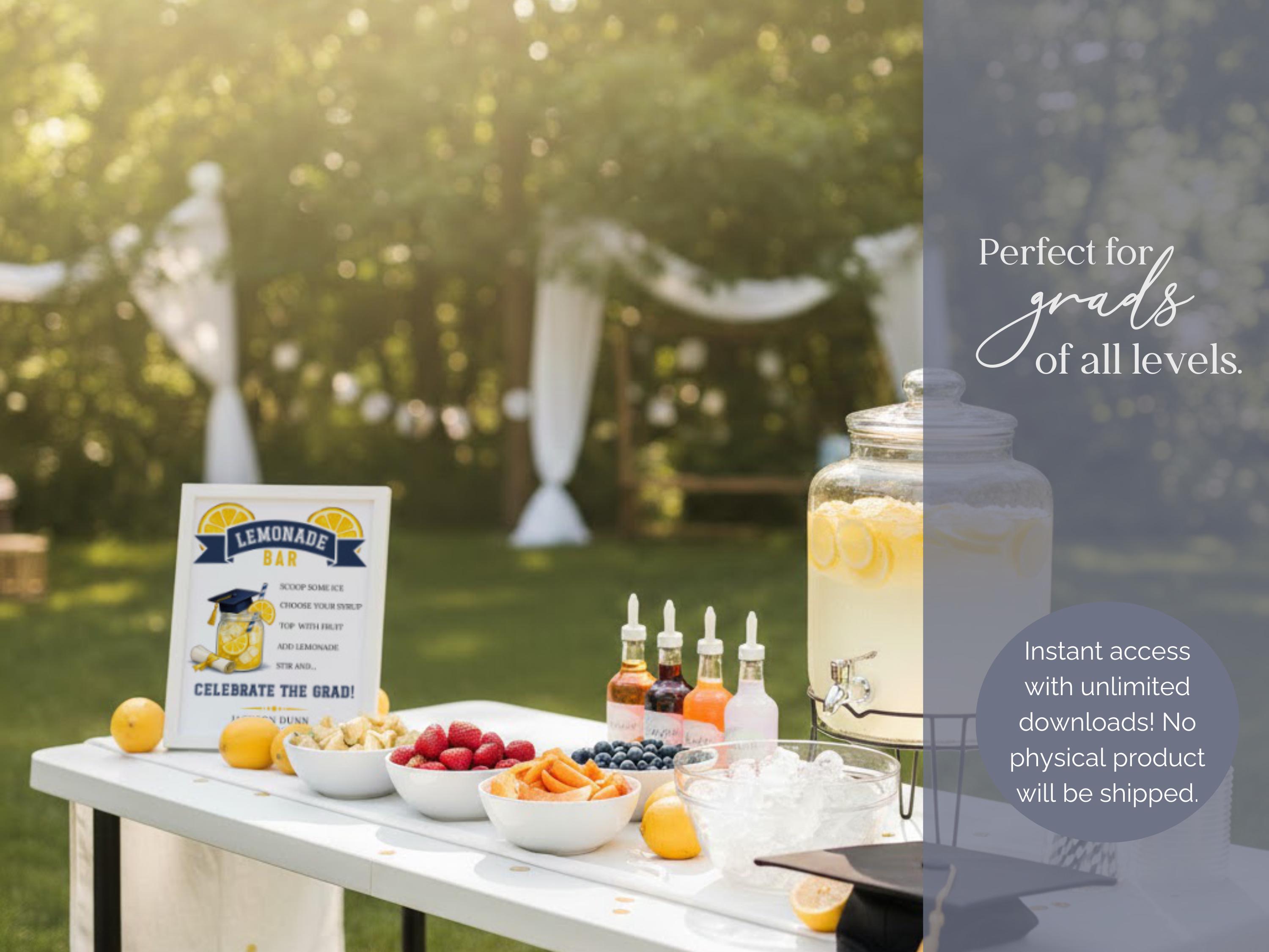 Graduation Lemonade Stand Sign Editable Graduation Lemonade Bar Sign Template (digital Download) - Etsy