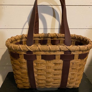 Little Leather Handled Tote Basket