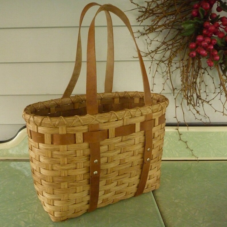 Little Leather Handled Tote Basket Etsy