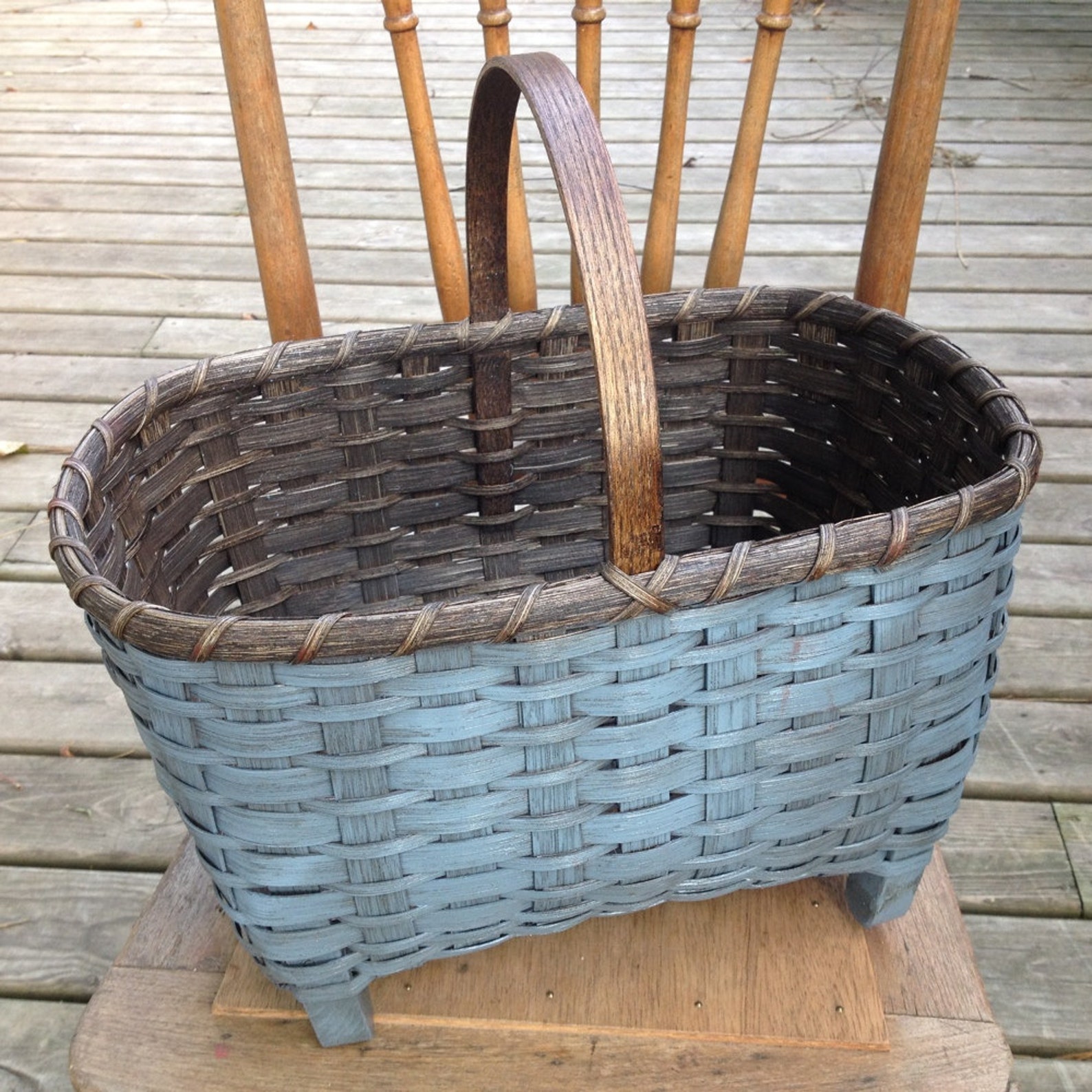 Colonial Chair Basket Painted Etsy