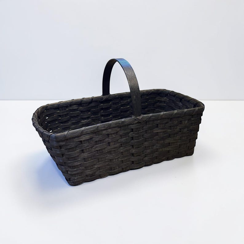 Farmer's Market Basket, Large Basket with Hardwood Handle, Handwoven Rattan Produce Tote image 3