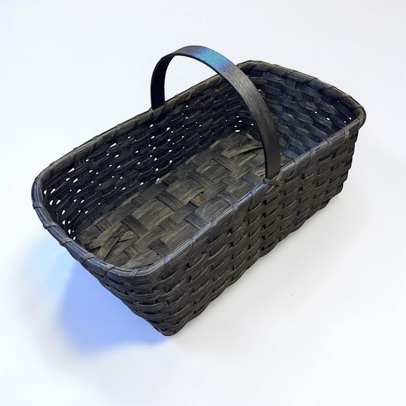 Farmer's Market Basket, Large Basket with Hardwood Handle, Handwoven Rattan Produce Tote image 6