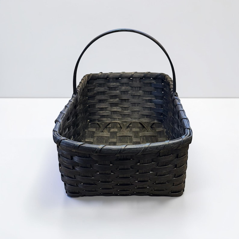 Farmer's Market Basket, Large Basket with Hardwood Handle, Handwoven Rattan Produce Tote image 4