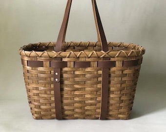 Leather Handled Tote Basket