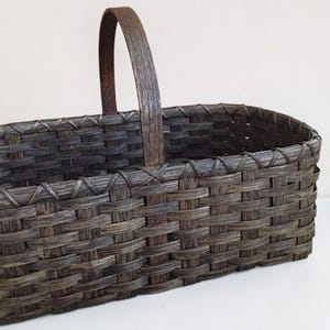 Farmer's Market Basket, Large Basket with Hardwood Handle, Handwoven Rattan Produce Tote image 1