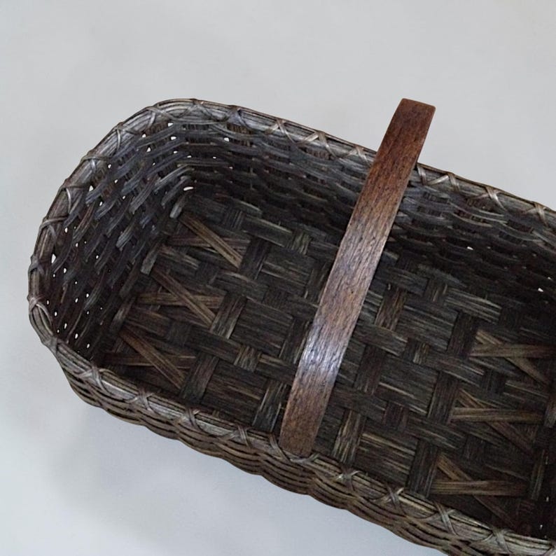 Farmer's Market Basket, Large Basket with Hardwood Handle, Handwoven Rattan Produce Tote image 9