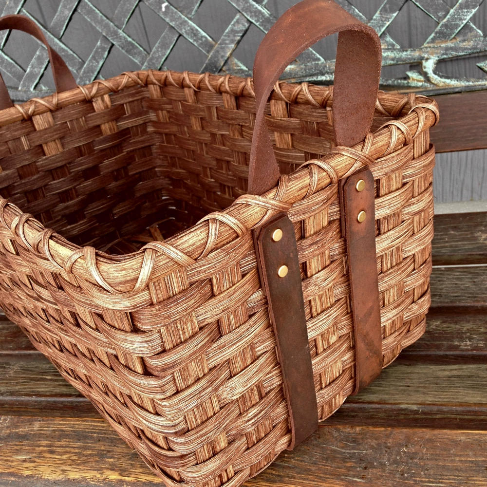 Leather Handled Storage Basket Etsy