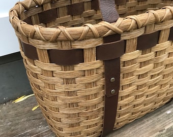 Leather Handled Tote Basket