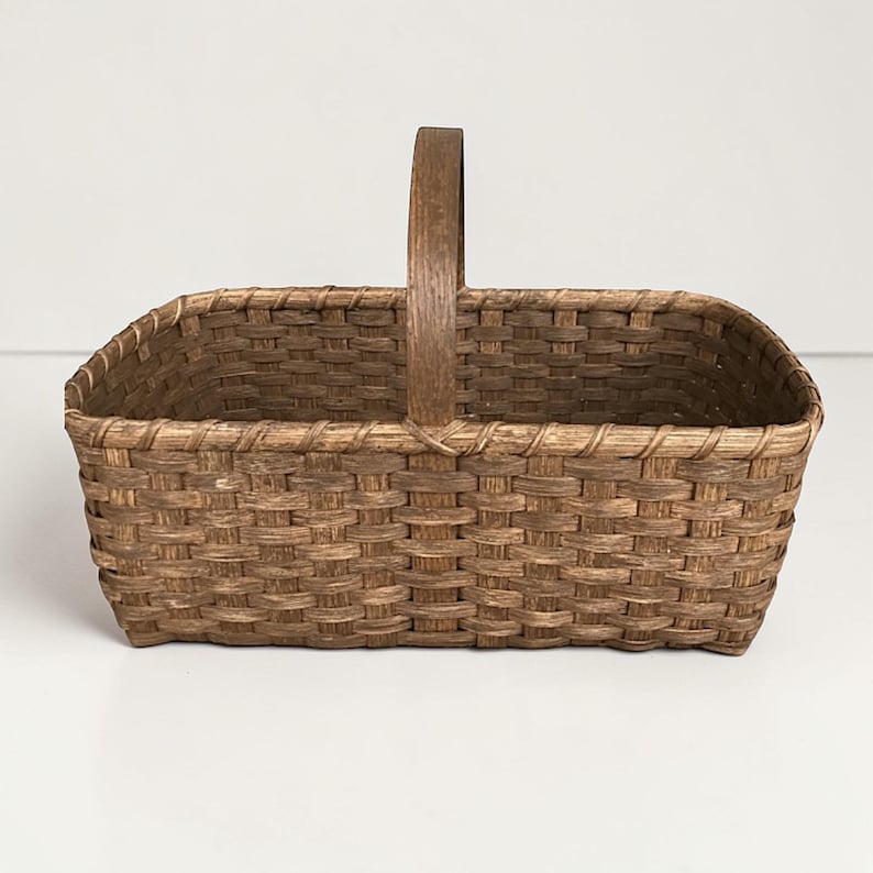 Farmer's Market Basket, Large Basket with Hardwood Handle, Handwoven Rattan Produce Tote image 2