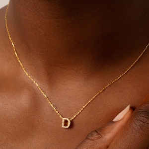 Dainty Diamond Initial Necklace: 14k Gold, 925 Sterling Silver, Brass Options Available