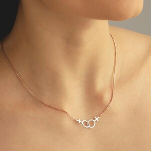 Customizable Sterling Silver Double Venus Necklace - Lesbian Pride Jewelry