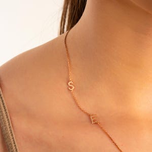 Personalized 14k Gold Initial Sideways Necklace, Mini Letter Necklace, Custom Jewelry Gift for Her, Dainty Christmas & Birthday Present