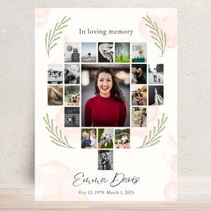 Personalized memorial collage template, Funeral poster, Funeral photo board, Funeral welcome sign template, In loving memory photo board