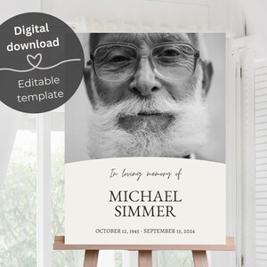 Memorial poster template, Funeral memorial welcome sign, Celebration of life poster, Funeral poster template, Funeral welcome sign template