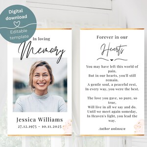 Minimalist funeral prayer card template, editable memorial prayer card, catholic prayer card card print, memorial poem card template canva