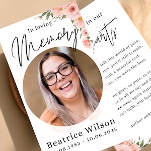 Funeral prayer card template, Catholic prayer card, Memorial poem card, Funeral memorial card template Canva,  Celebration of life editable