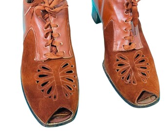 Vintage jaren '30 Schoenen Hakken Bruin Neutraal 6 jaren | Etsy Nederland