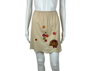 Vintage 60s Floral Slip Women's Small Mini Slip Skirt Orange Hotpink Print Lily of France