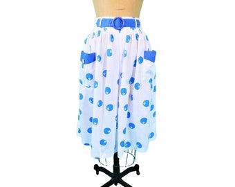 Vintage 1980s Full Skirt Novelty Blueberry Print 80s does 50s Rockabilly | W 26"