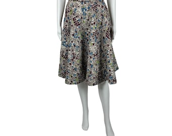 Vintage jaren 50 cirkelrok dames extra kleine gewatteerde geometrische vierkante print rockabilly