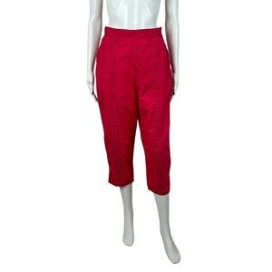 Vintage 1950s Capris Women&#39;s Small Red High Waisted Pleated Cigarette Pants White Stag