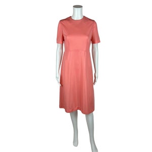 Vintage 70s Sheath Dress Women&#39;s Small Solid Peach Pink Fit & Flare