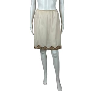 Vintage 60s Half Slip Women&#39;s Large Cream Brown Inset Lace Emilio Pucci For Formfit Rogers Lingerie