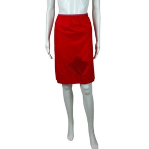 Vintage Skirt Slip Women&#39;s Small Red Nylon Half Slip Short Length