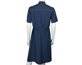 Vintage 80s Safari Dress Womens Large Navy Blue Fit and Flare Shirtdress - Etsy Israel Vintage 80s Safari Dress Womens Large Navy Blue Fit and Flare Shirtdress - Etsy Israel