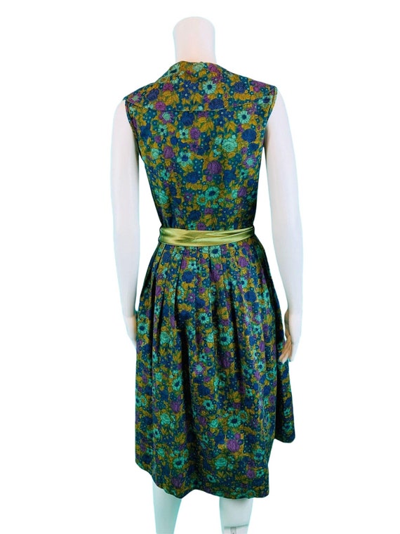 Vintage 1960s Cotton Sundress Collared Floral Pri… - image 9