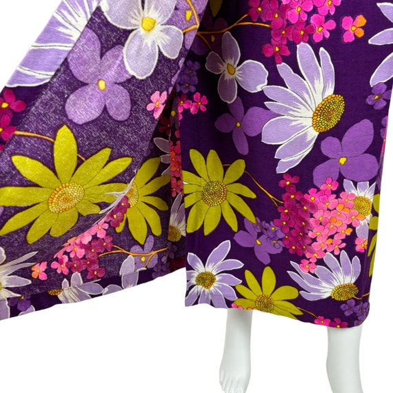 Vintage 70s Floral Skirt Women's Small Purple Bar… - image 6