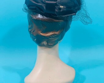Vintage 1950s Brown Fur Hat Veiled Circle Cap - Etsy display picture 1