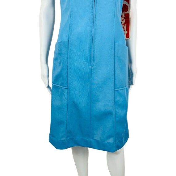 Vintage 1980s Blue Zip Up Uniform Deadstock Polye… - image 6