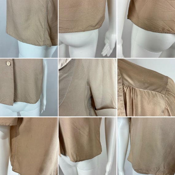Vintage 40s Shirt Women's Medium Tan Khaki Button… - image 10