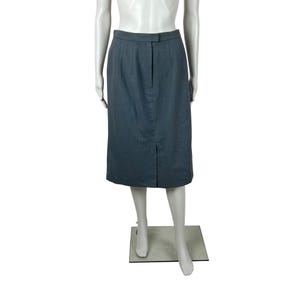 Vintage 60s Blue Skirt Womens Small Wool Blend A Line High Waist Knee Length